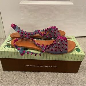 Jeffrey Campbell Spiked Sandals Blue and Pink